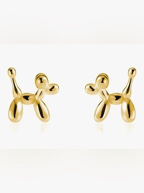 Adorable  Neiman Marcus 18KT Gold Vermeil Balloon Dog Stud earrings